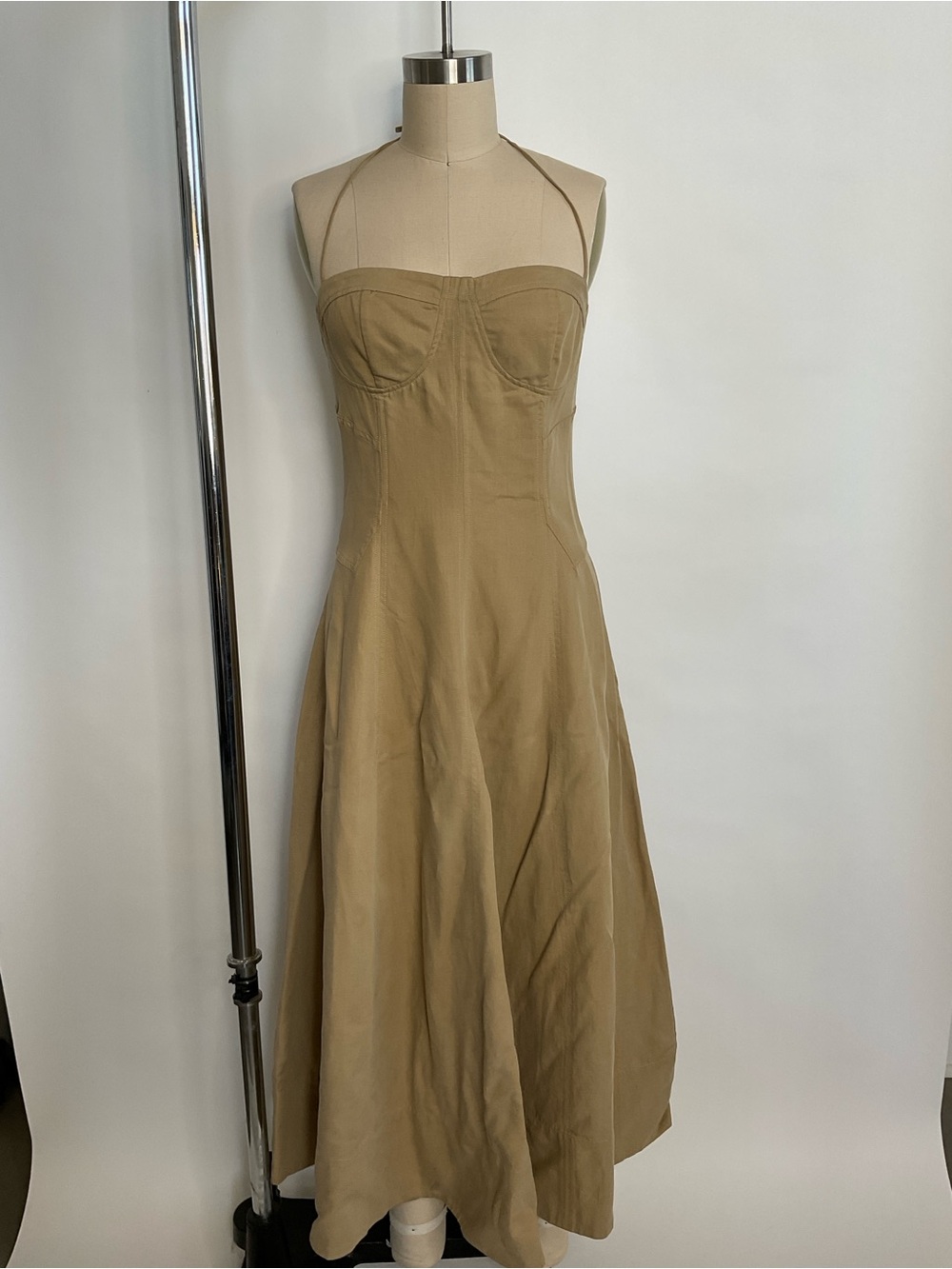 Ulla Johnson Khaki Strapless A-Line Maxi Dress